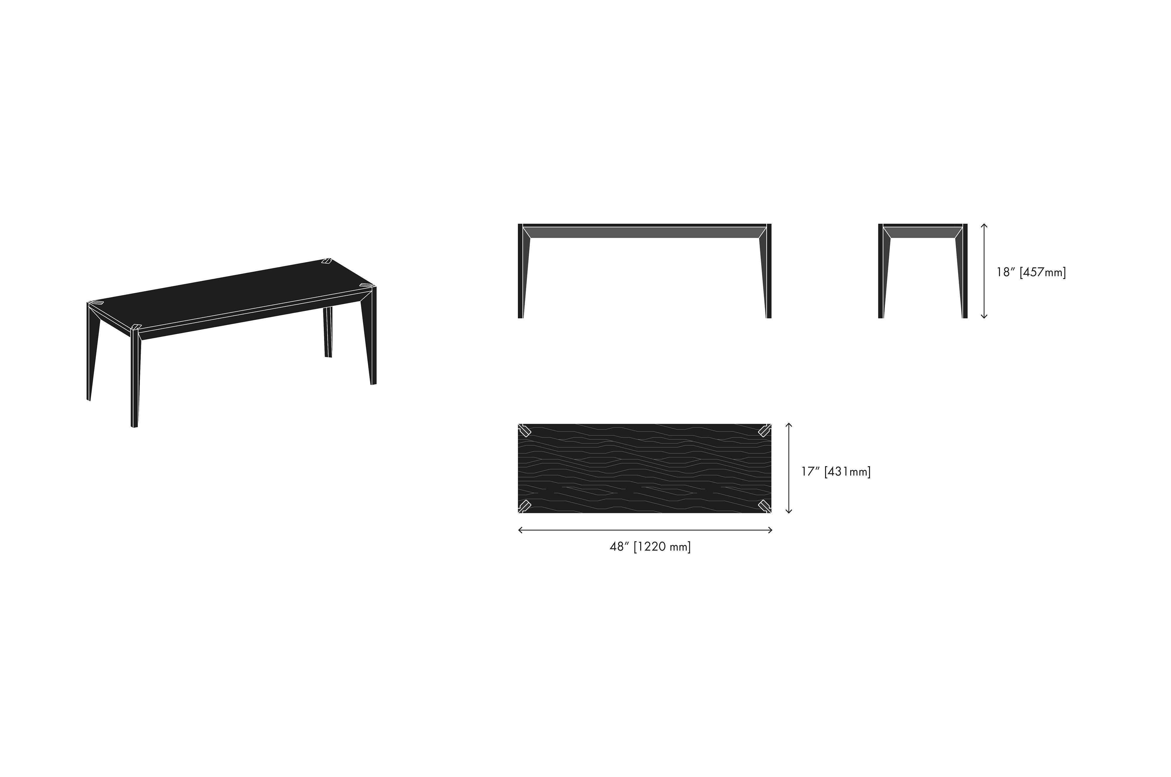 Ebonized Wood All-Black MiMi Bench by Miduny, Made in Italy In New Condition For Sale In Brooklyn, NY