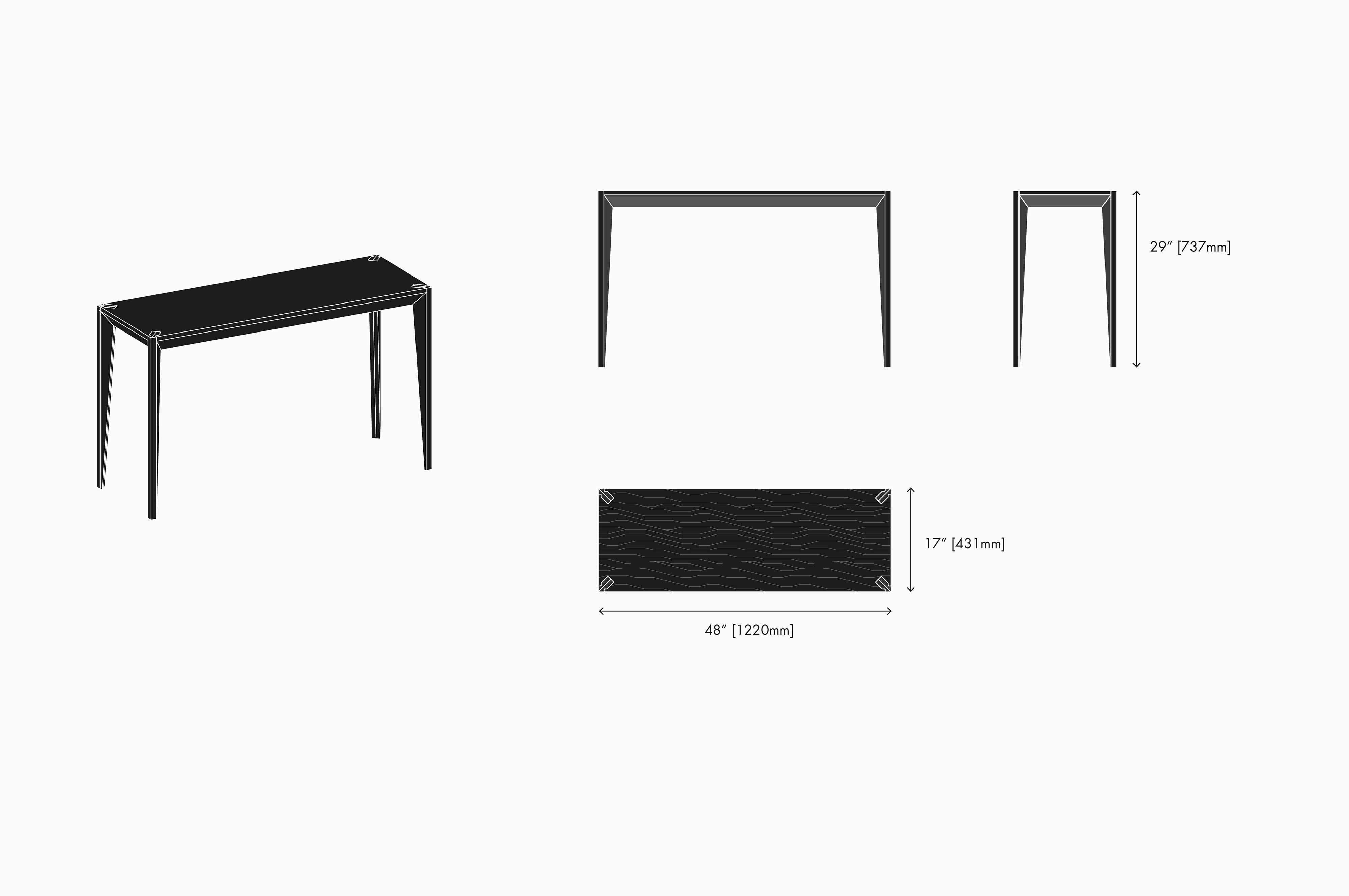 Minimalist Ebonized Wood All Black MiMi Console or Tiny Desk by Miduny, Made in Italy For Sale