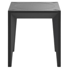Ebonized Wood All Black MiMi Side Table by Miduny, Made in Italy, Carved Top