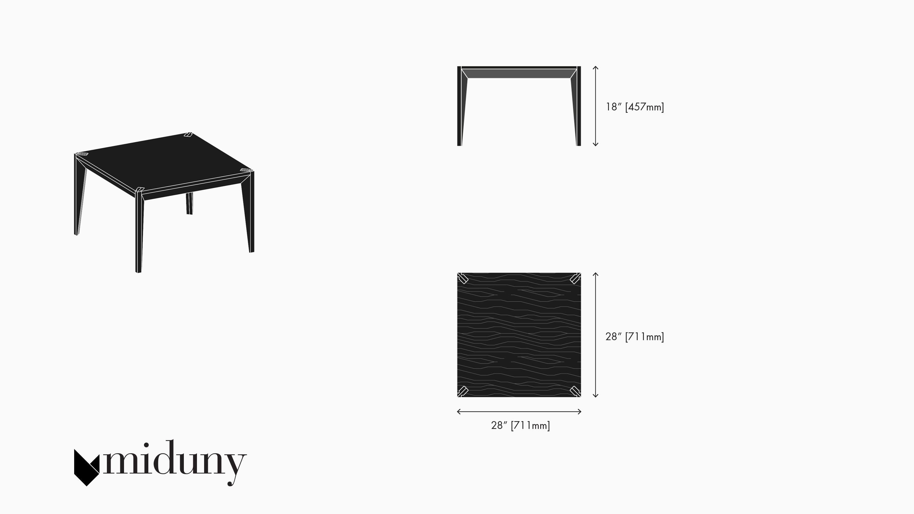 XXIe siècle et contemporain Table basse carrée MiMi entièrement noire en bois ébénisé de Miduny, fabriquée en Italie en vente