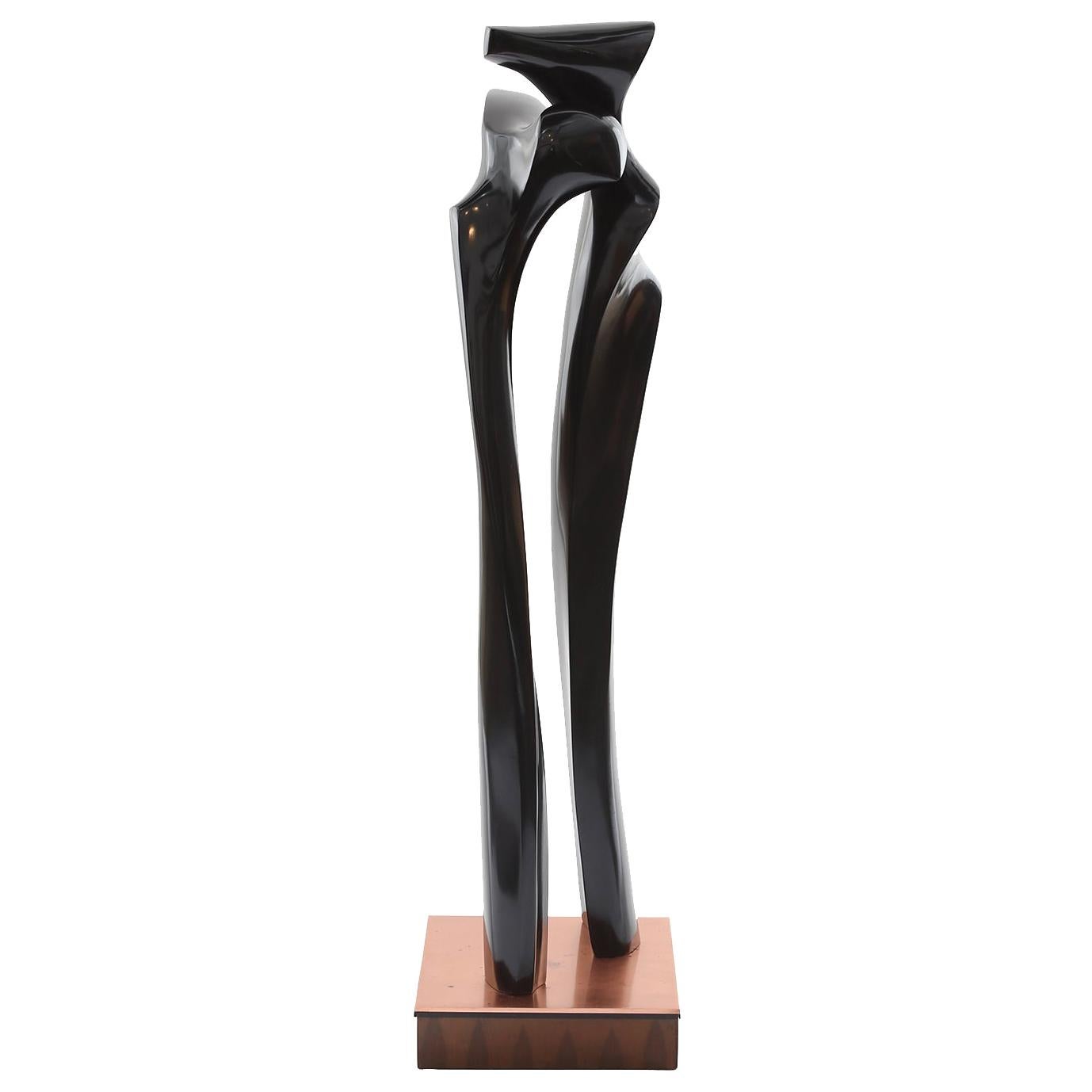 Ebonized Wood and Copper Sculpture, 1970s