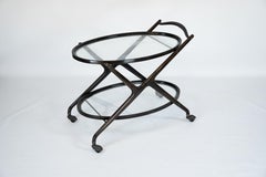 Ebonized Wood and Glass Bar Cart by Cesare Lacca, Italy 1950s