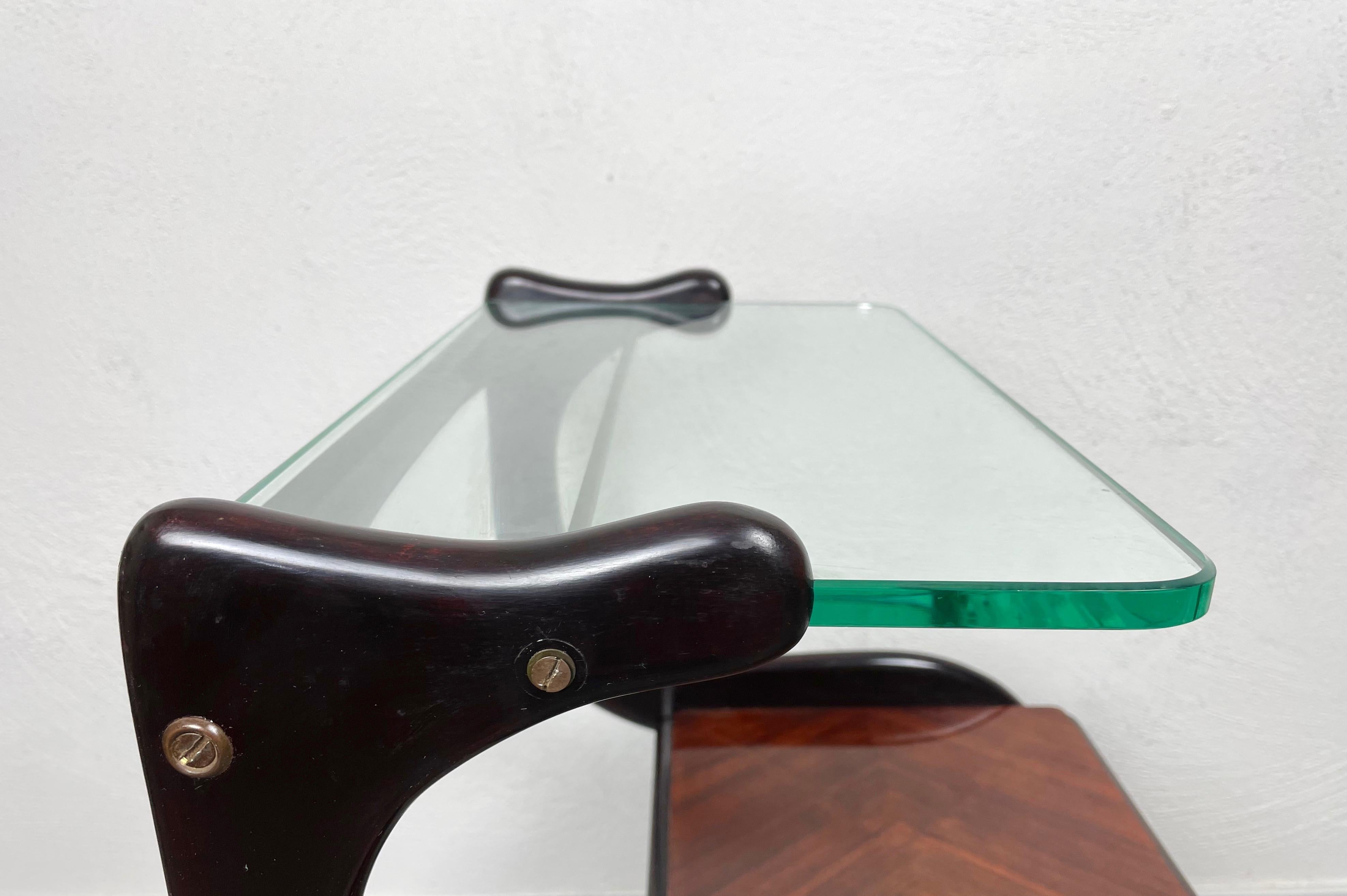 Ebonized Wood and Glass Side Table Attributed to Ico Parisi, Italy, 1950s For Sale 5