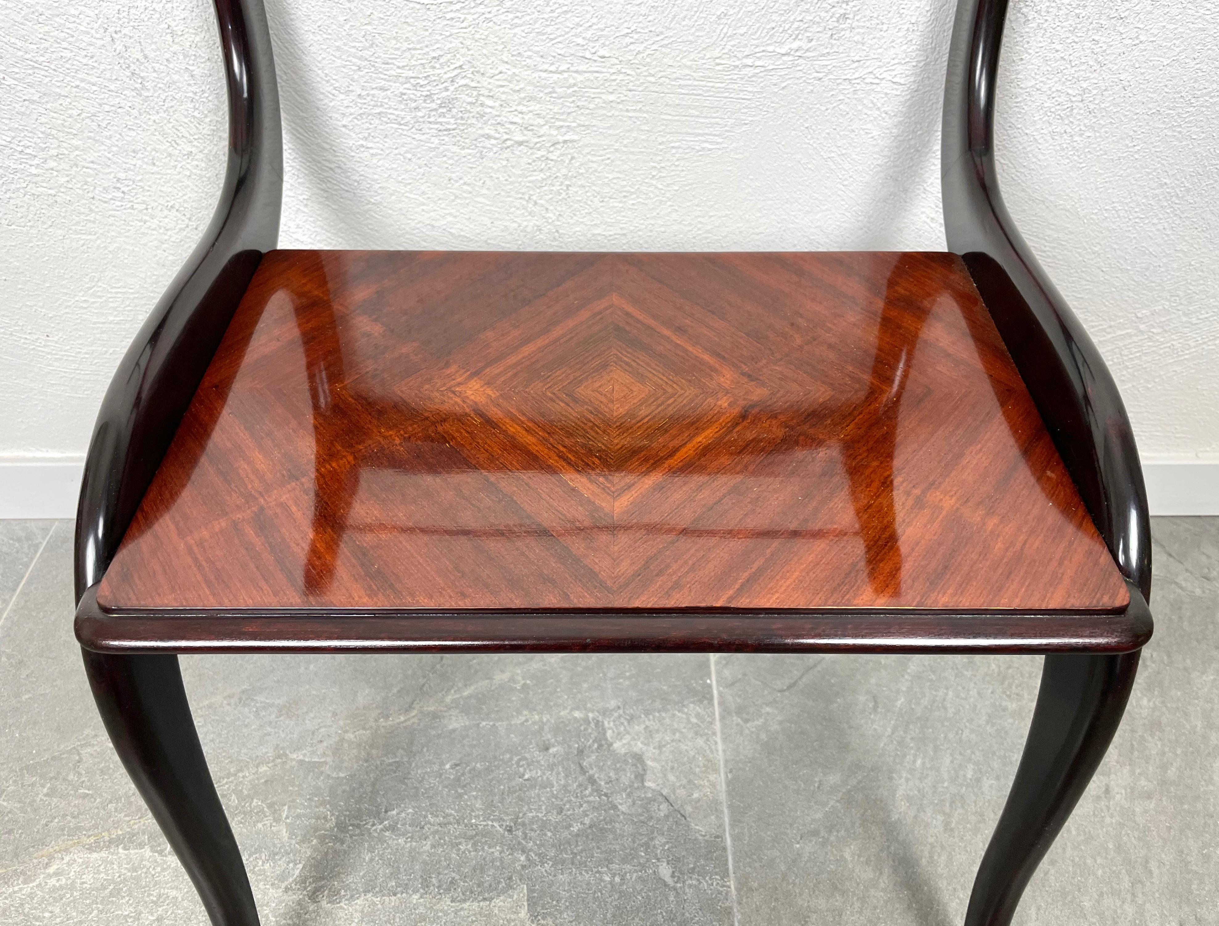 Ebonized Wood and Glass Side Table Attributed to Ico Parisi, Italy, 1950s For Sale 3