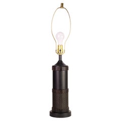 Ebonized Wood and Rattan Gruvwood Table Lamp, 1960s