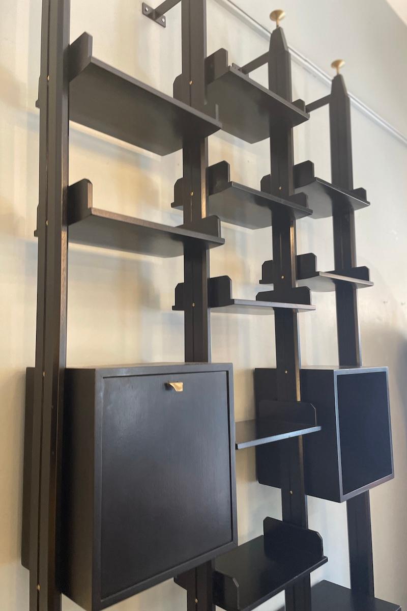 Ebonized wood bookcase in the style of Albini, 1960s For Sale 10