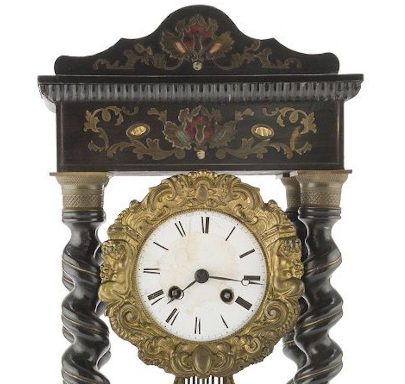 Italian Ebonized Wood Clock, 19th Century