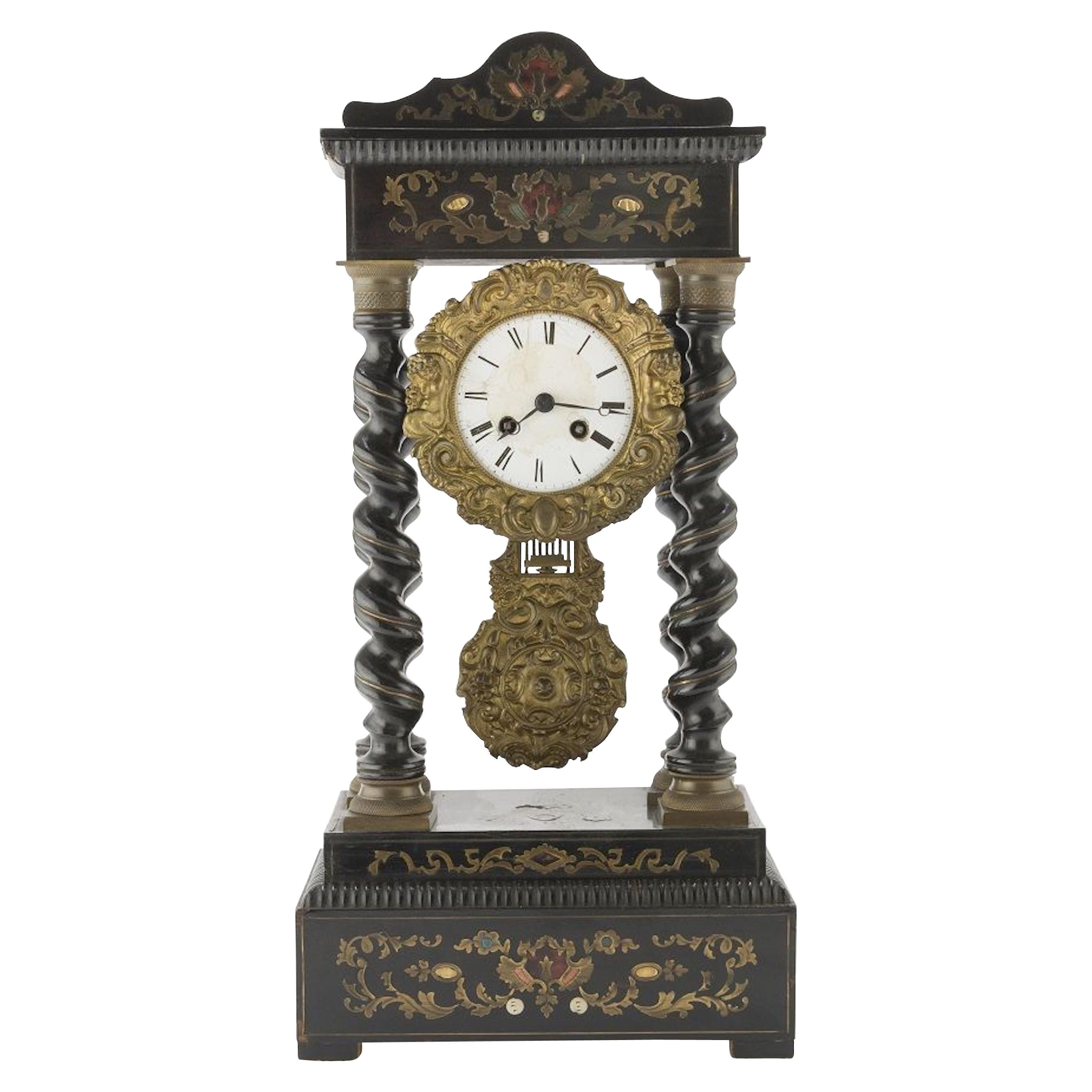 Ebonized Wood Clock, 19th Century
