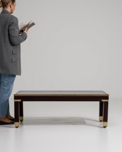 Ebonized Wood Coffee Table with Brass Feet, French Provincial, 1960s