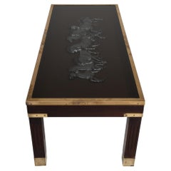 Ebonized Wood Coffee Table with Brass Feet, French Provincial, 1960s
