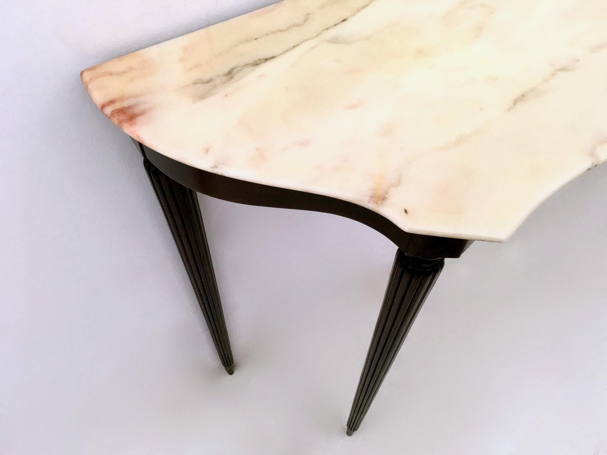 Ebonized Wood Console Table with a Portuguese Pink Marble Top, Italy, 1950s 5