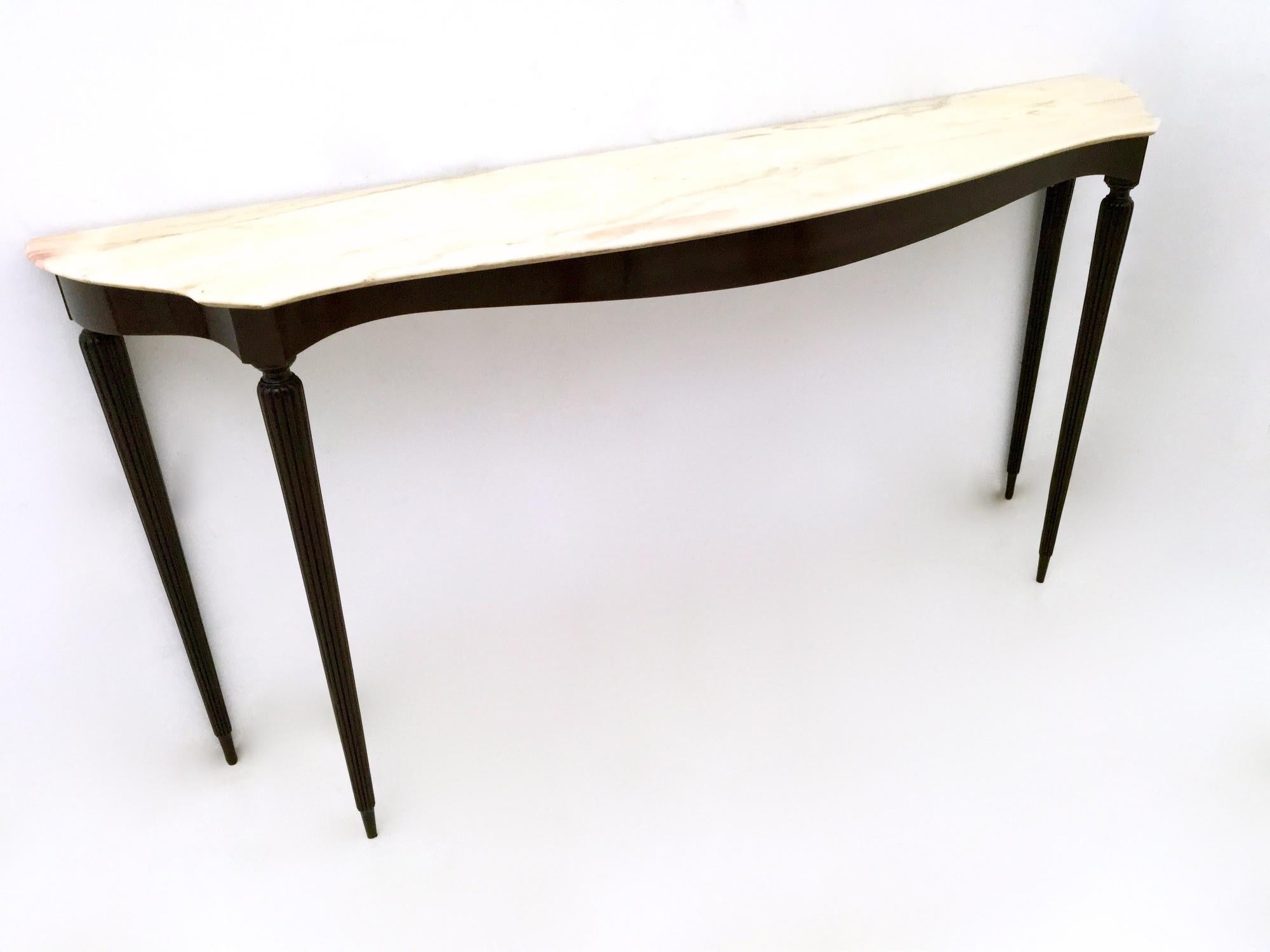 Italian Ebonized Wood Console Table with a Portuguese Pink Marble Top, Italy, 1950s