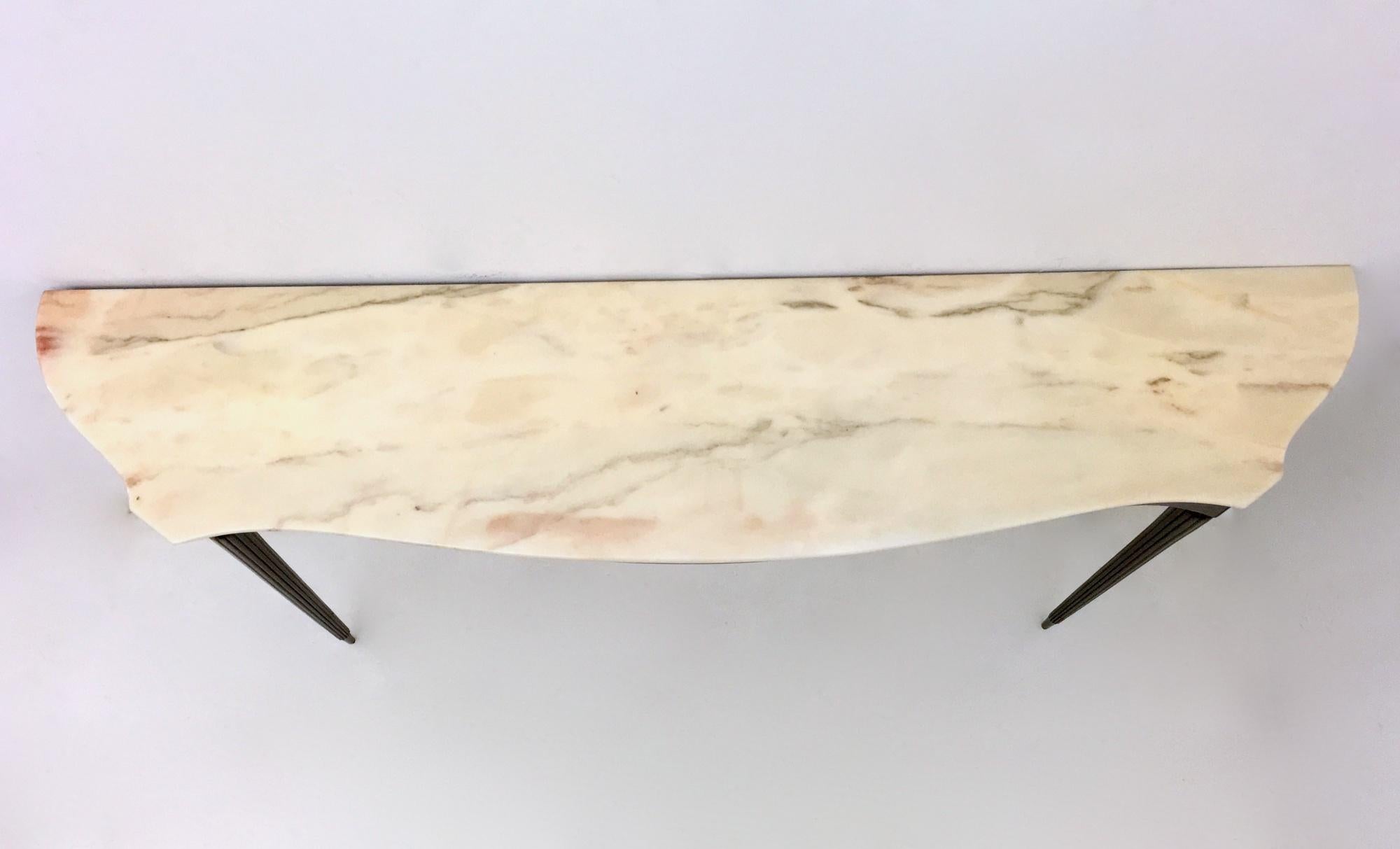 Ebonized Wood Console Table with a Portuguese Pink Marble Top, Italy, 1950s 2
