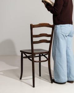 Ebonized Wood Ladder Back Dining Chair, Antique French Design