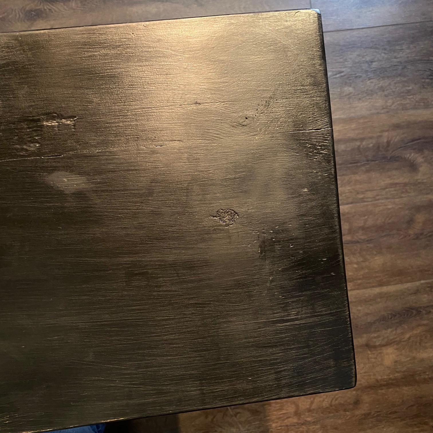 Ebonized Wood Spanish Console Table or Sofa Table with Iron Stretcher For Sale 2