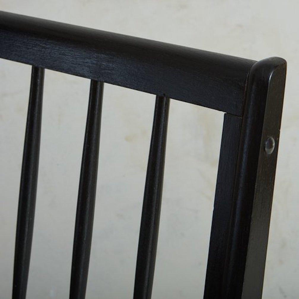 Ebonized Wood Spindle Back Bench, France 20th Century For Sale 6