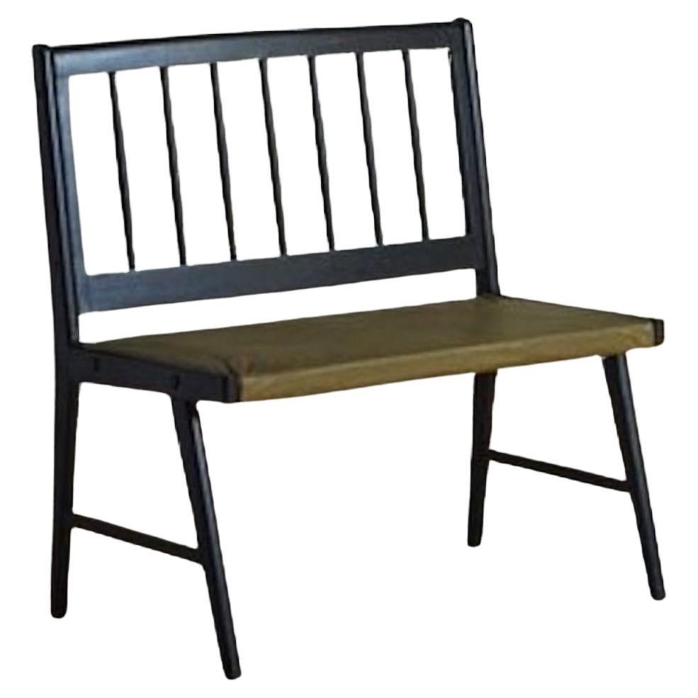 Ebonized Wood Spindle Back Bench, France 20th Century For Sale