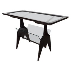 Tavolo in Wood Ebanizzato con Inserti in Vetro