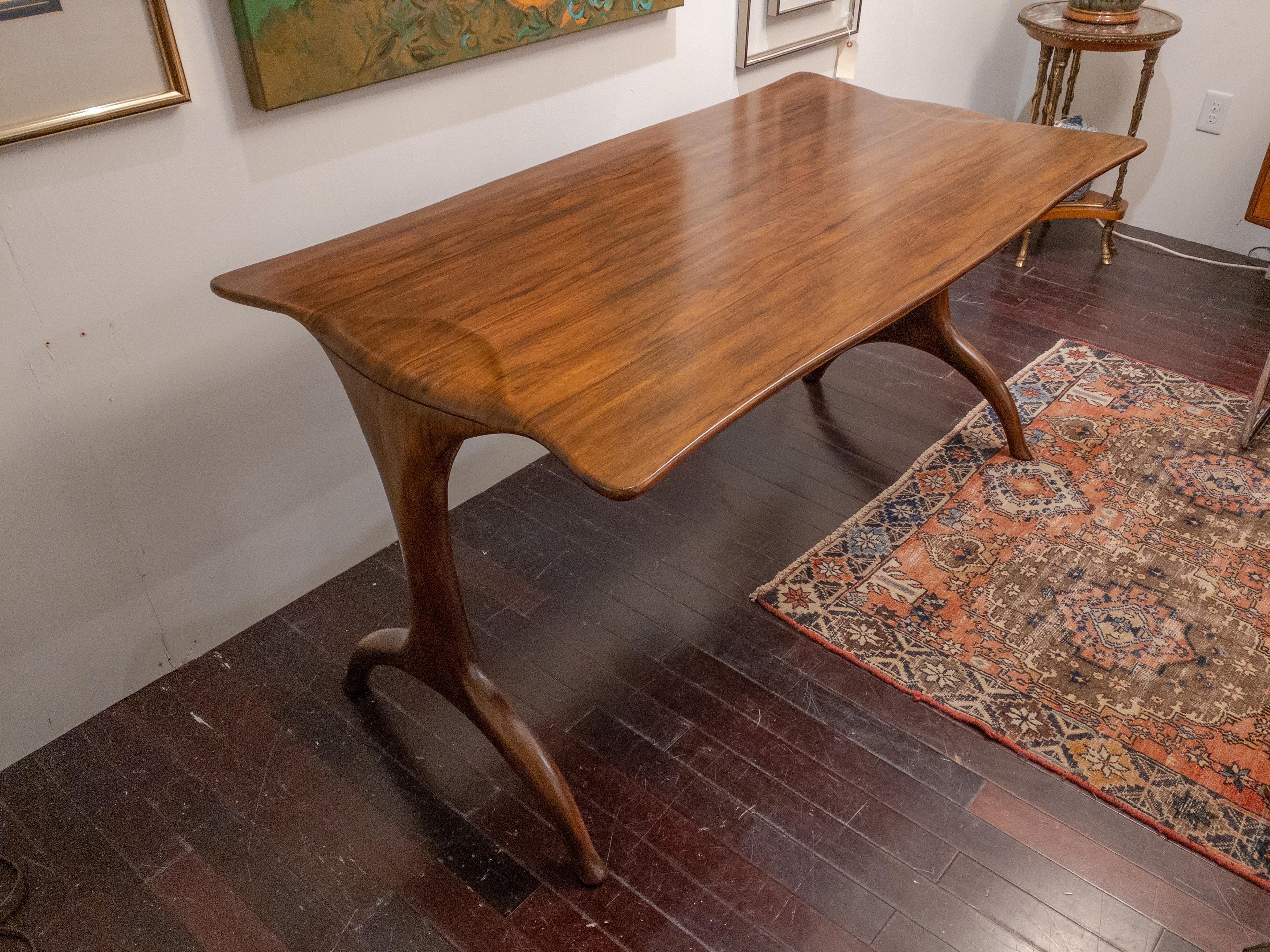 Carved Ebonized Wood Writing Table Designed by the Keno Brothers For Sale