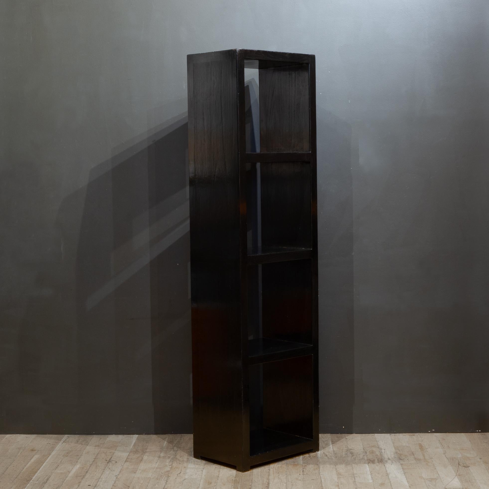 Ebonized Wooden Bookcase with Open Shelves In Good Condition For Sale In San Francisco, CA
