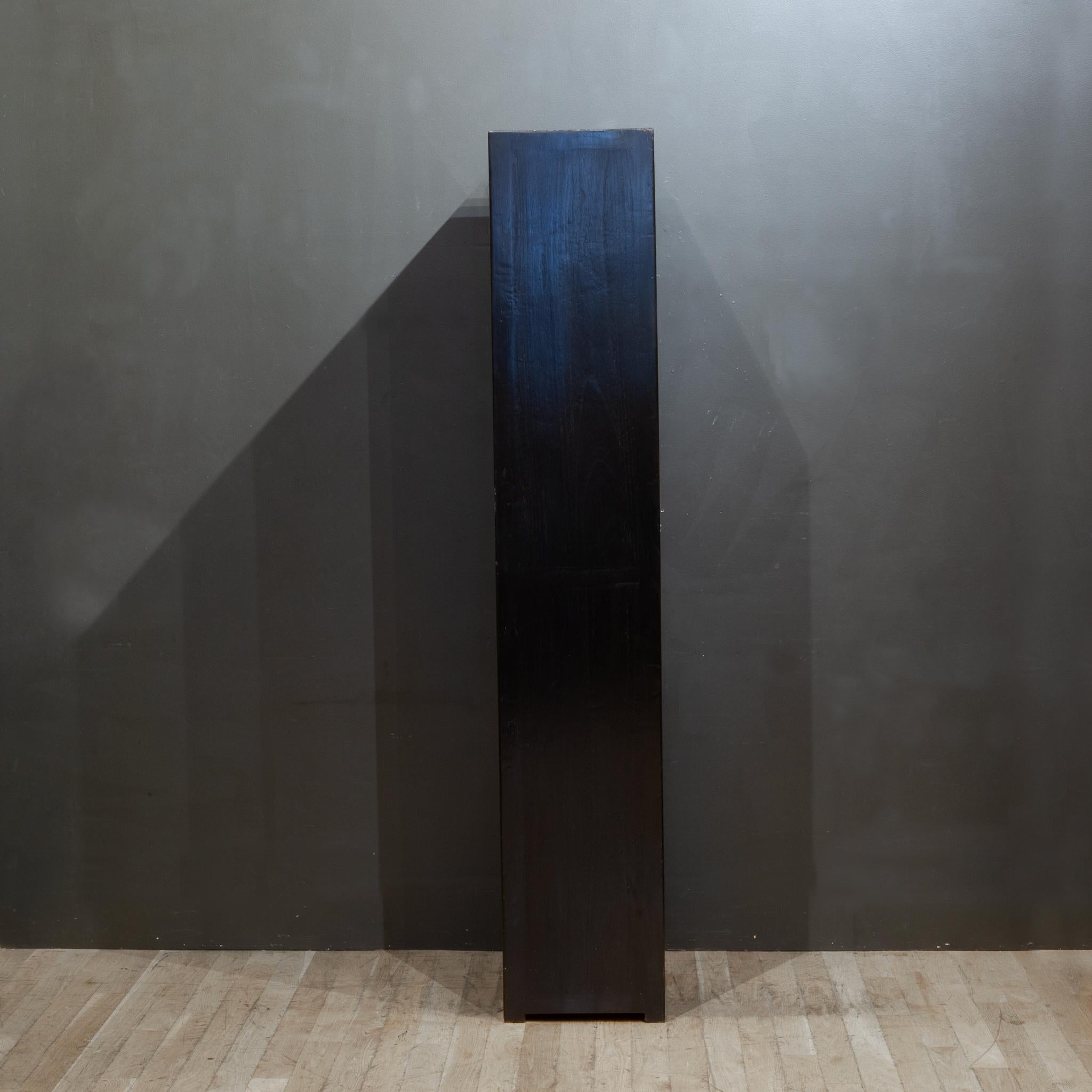 Contemporary Ebonized Wooden Bookcase with Open Shelves For Sale