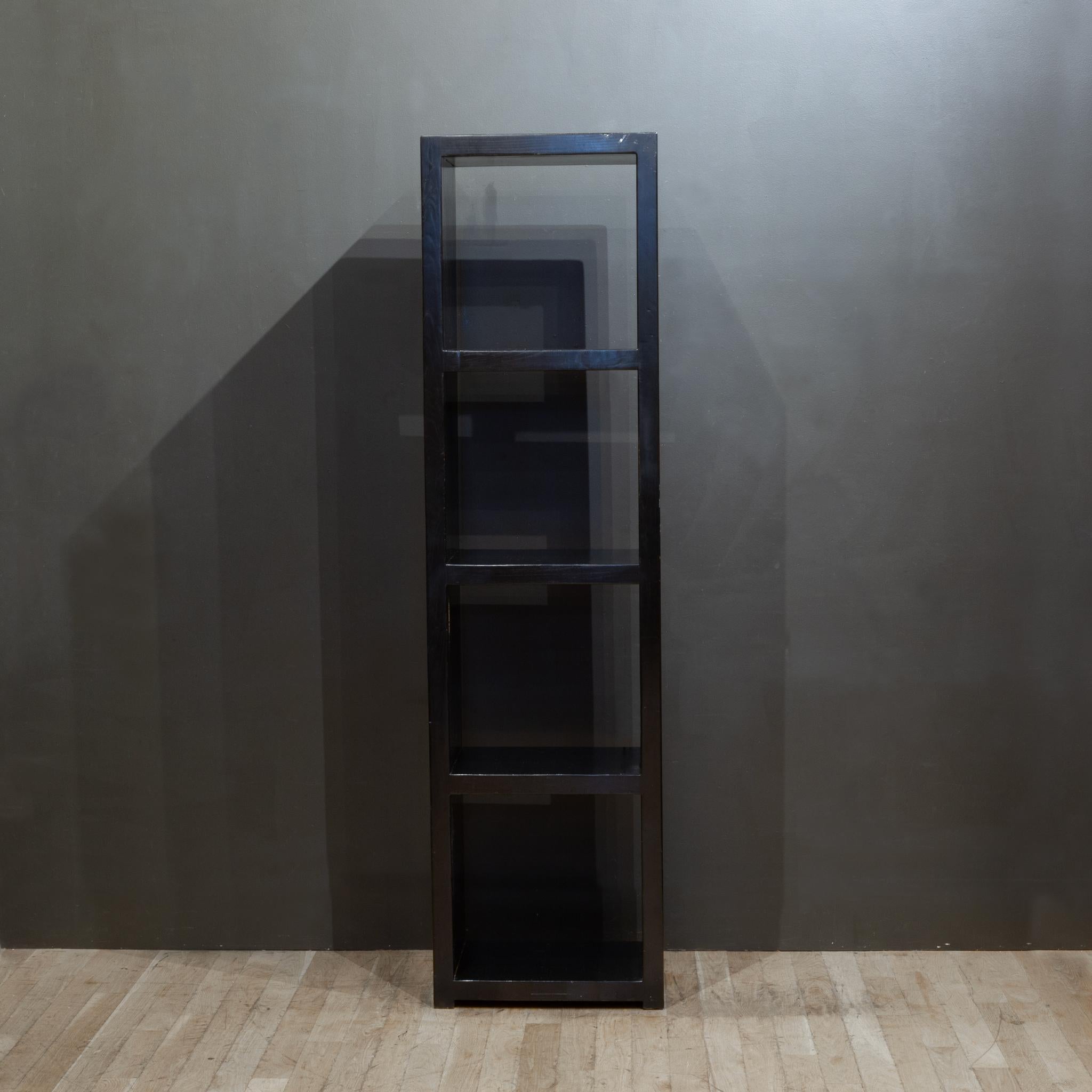 Ebonized Wooden Bookcase with Open Shelves For Sale 1