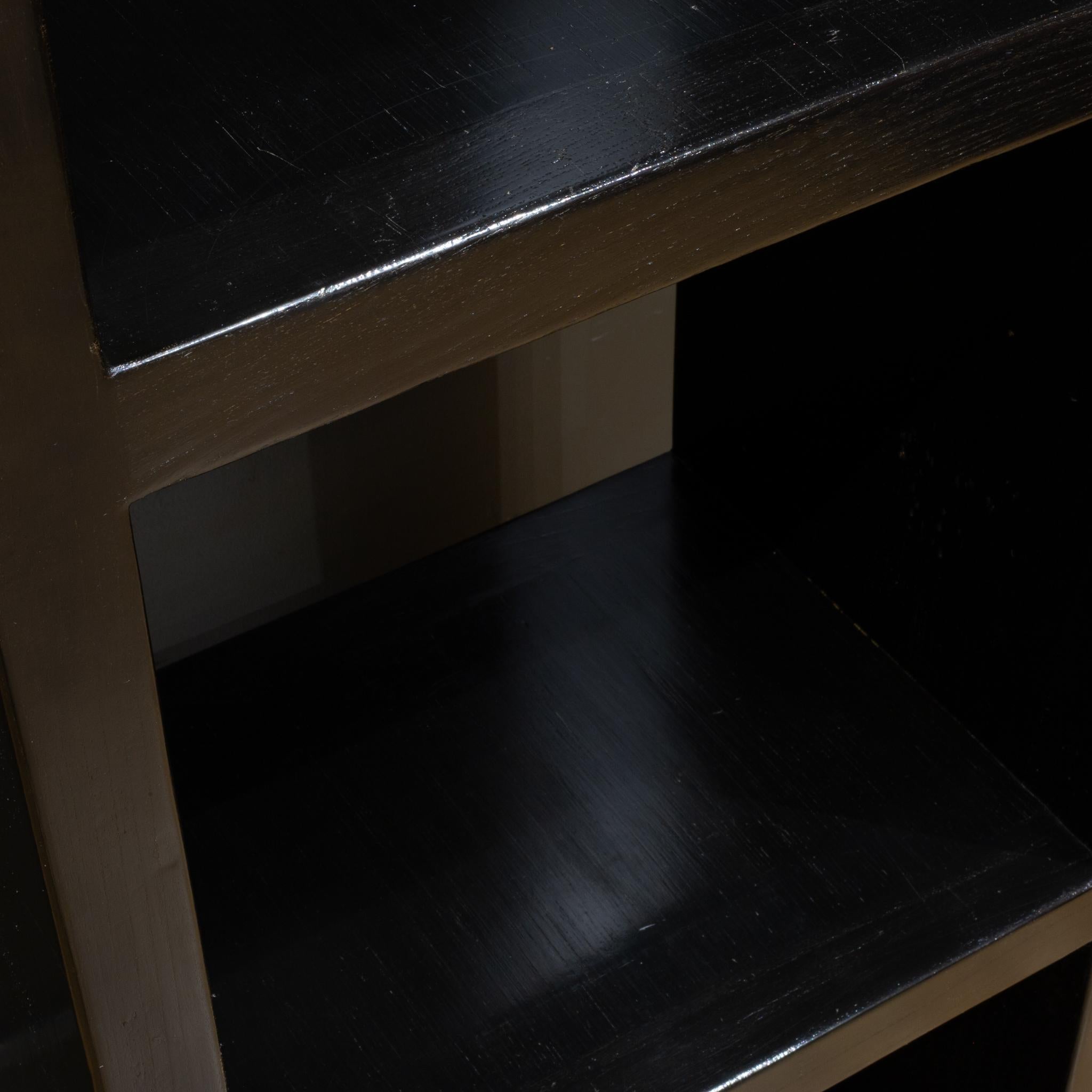 Ebonized Wooden Bookcase with Open Shelves For Sale 3
