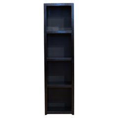 Ebonized Wooden Bookcase with Open Shelves