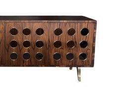 Ebony 4-Door Marseilles Cabinet with Brass Detailing U.S.A. 21st Century.