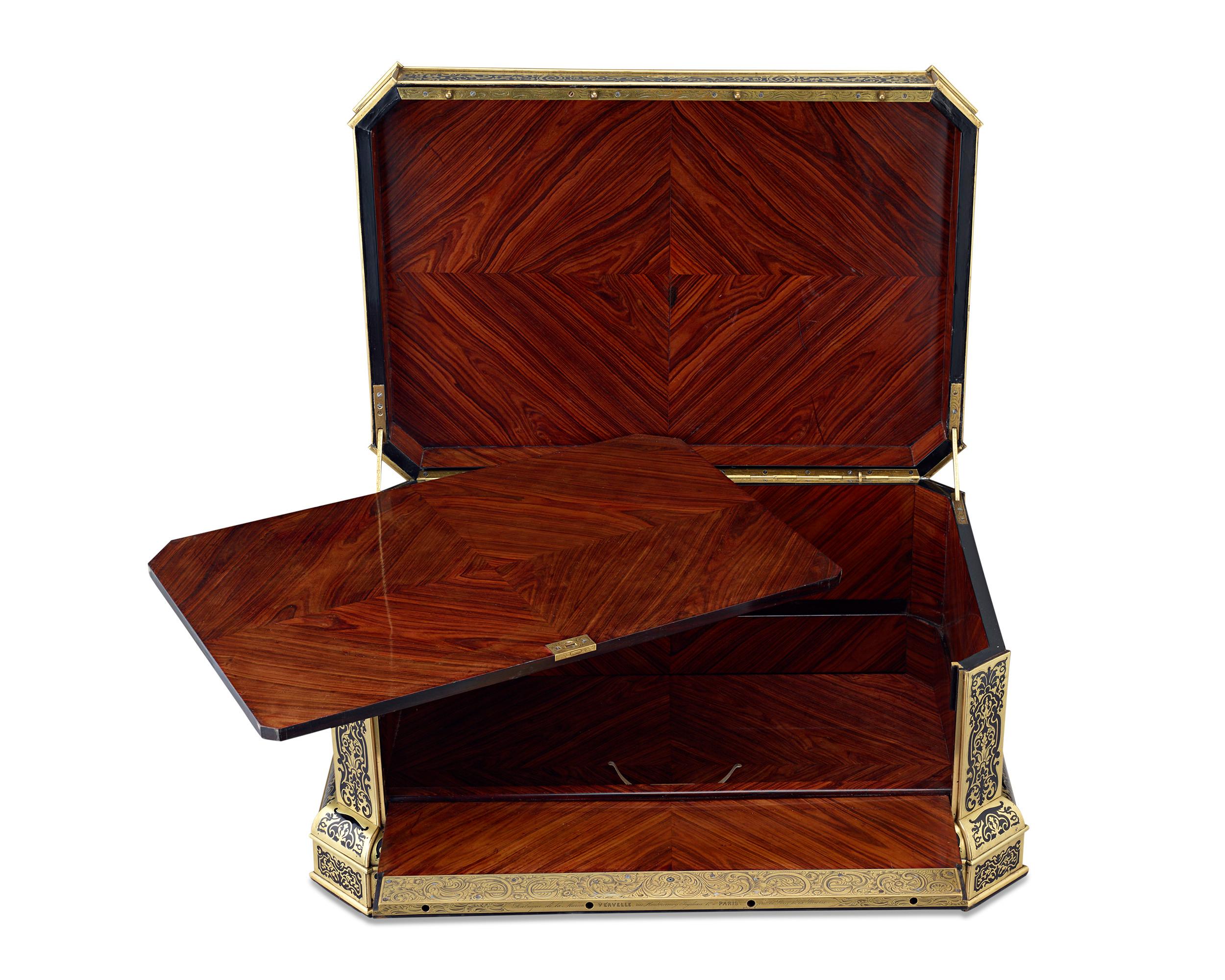 Napoléon III Coffret en marqueterie Boulle d'ébène et de laiton de la Maison Vervelle