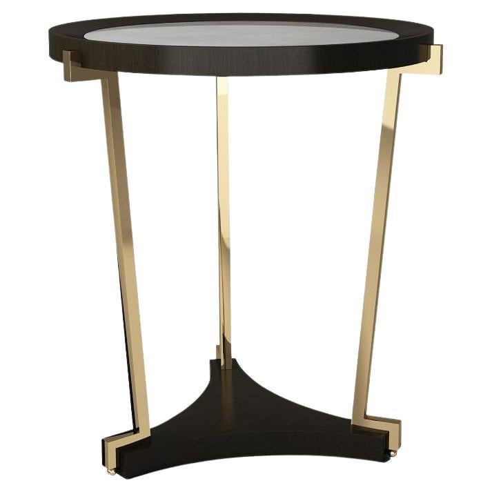 Ebony and Brass Side Table For Sale