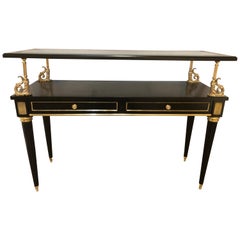 Ebony and Bronze Mounted Hollywood Regency Serving Cart or Étagère Jansen