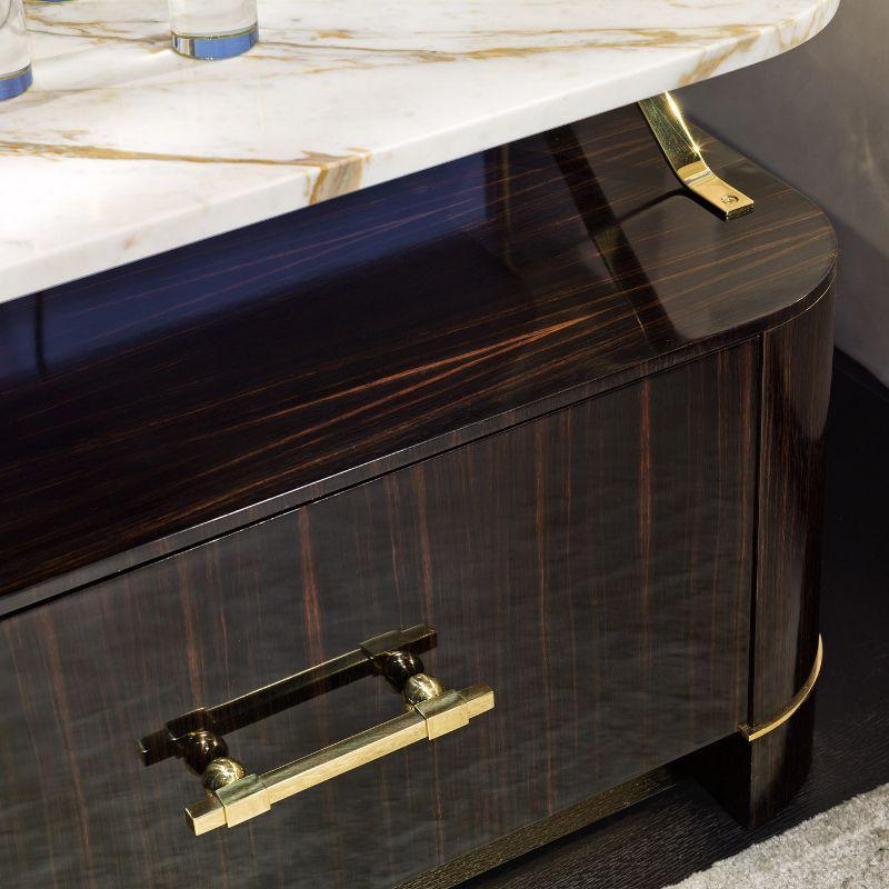 Ebony and Calacatta Bedside Table In New Condition For Sale In Milan, IT
