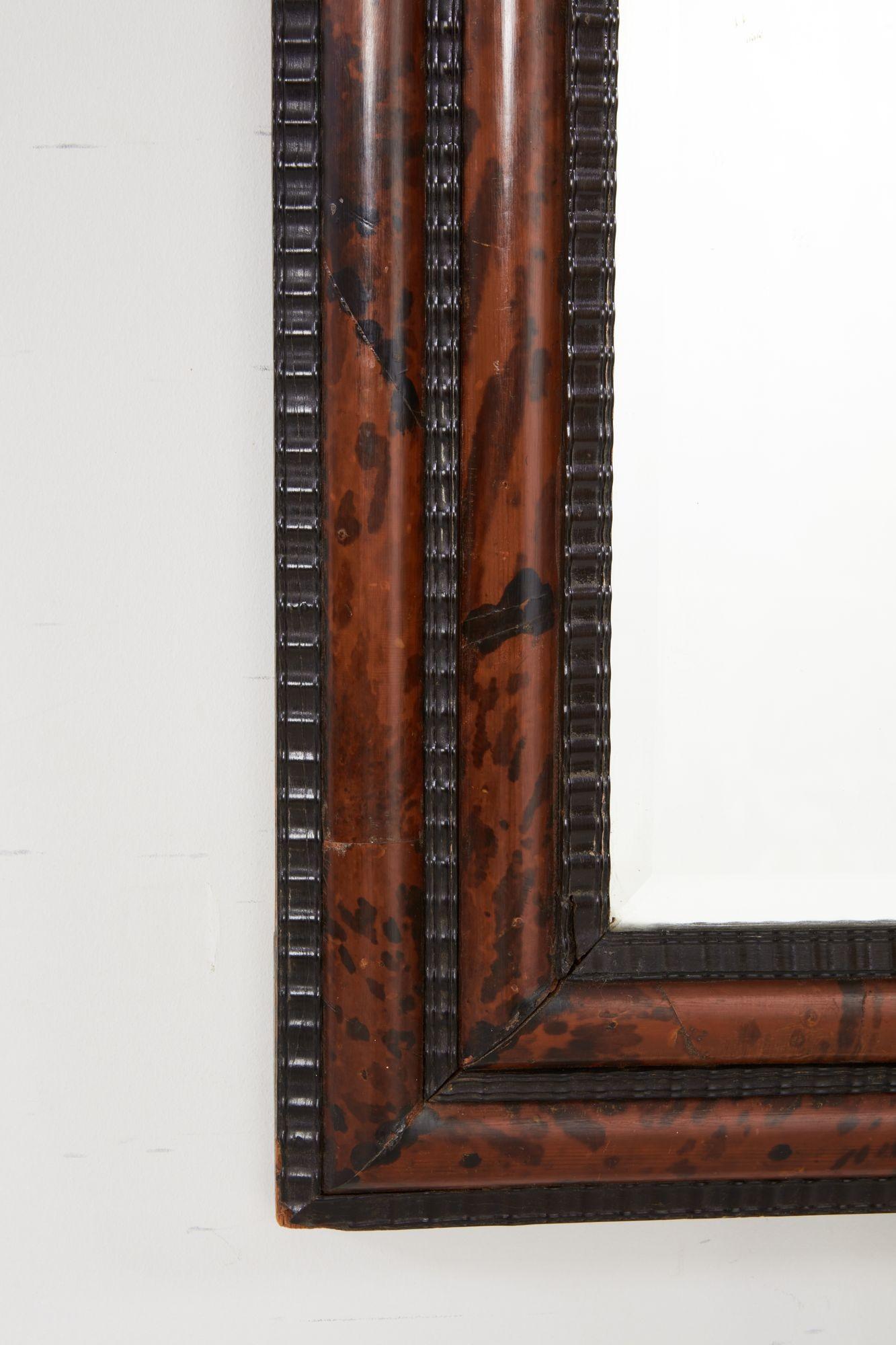 19th Century Ebony and Faux Tortoise Mirror For Sale