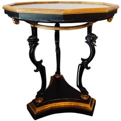 Ebony and Gilt Marble Top Octagonal Shaped Centre or End Table or Pedestal