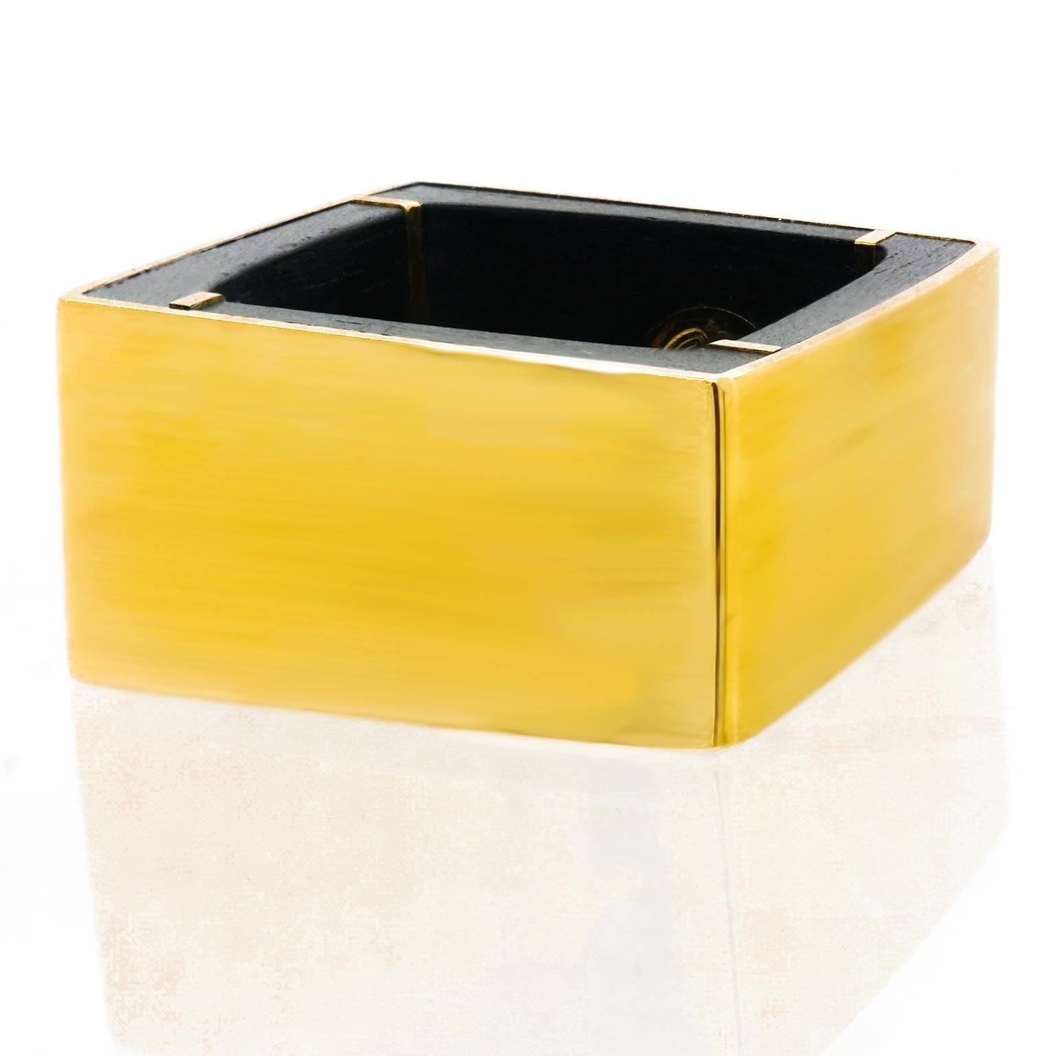 Women's or Men's Ebony and Gold Modernist Ring For Sale