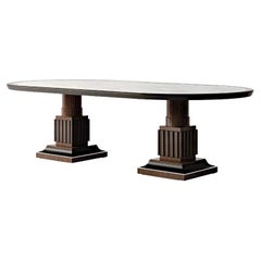 Ebony and Marble Oval Table