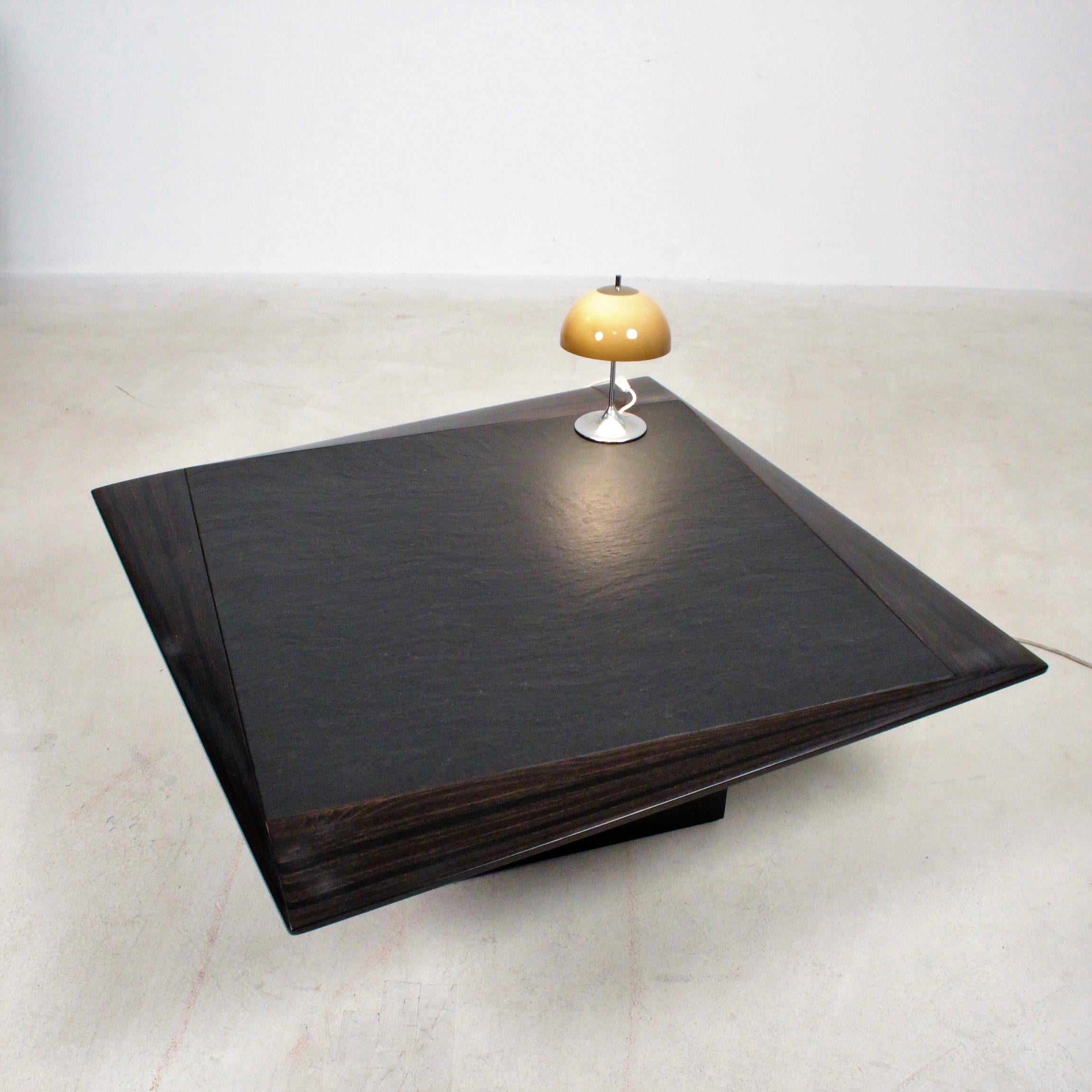 20th Century Table Atributed to Tobia Scarpa, Ebony and slate  Italy, 1970 For Sale