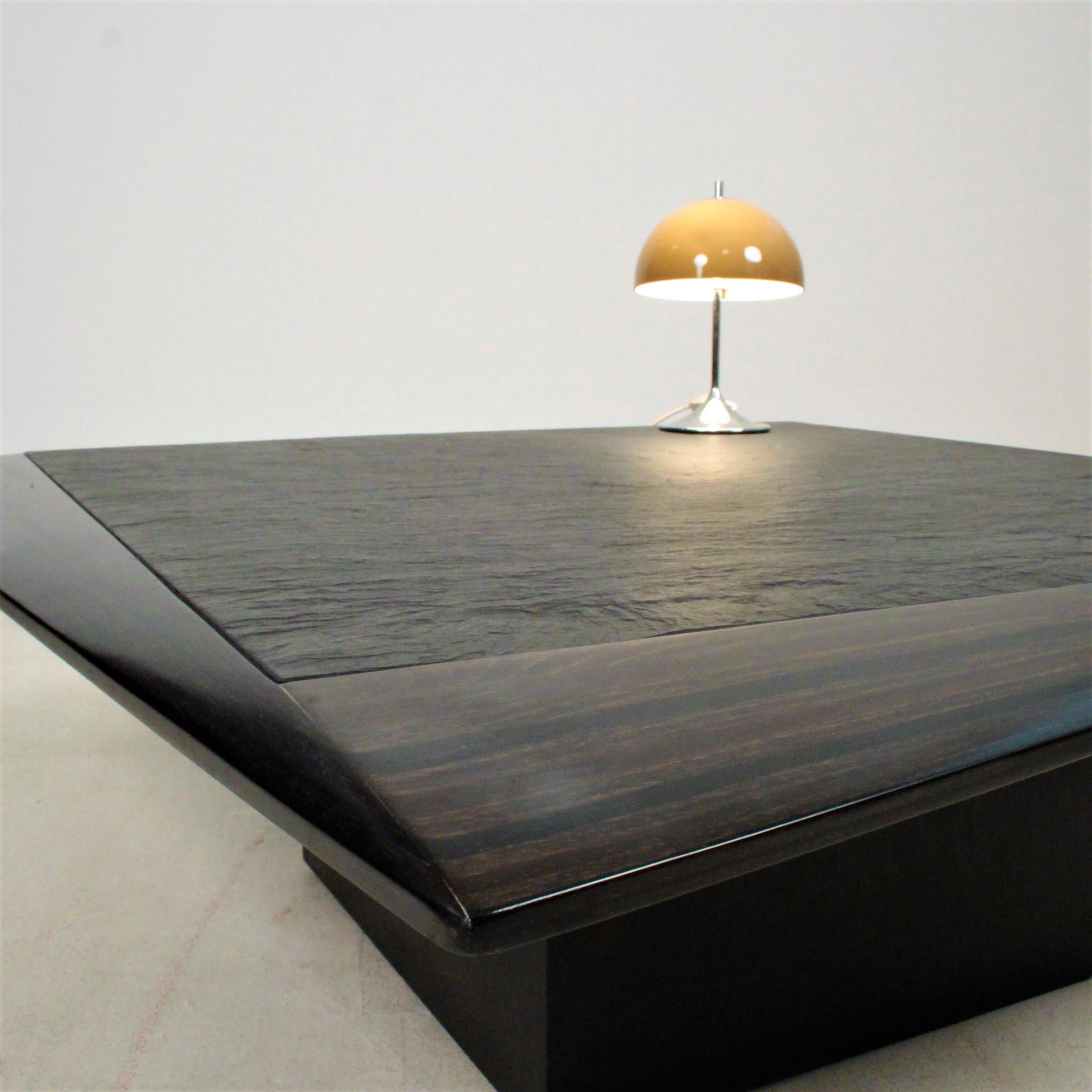 Slate Table Atributed to Tobia Scarpa, Ebony and slate  Italy, 1970 For Sale