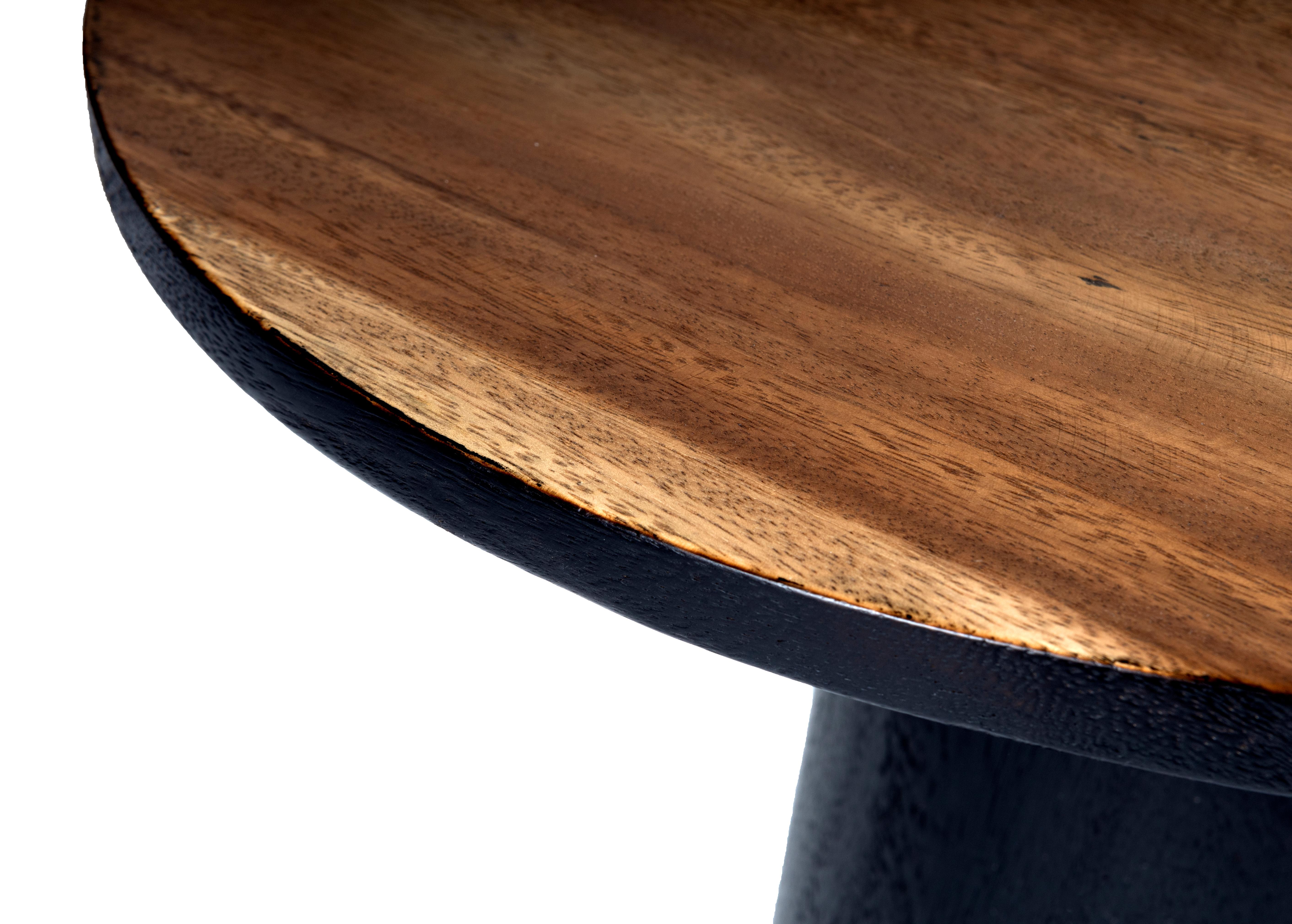 Mid-Century Modern Ebony Base Pedestal Side Table  For Sale