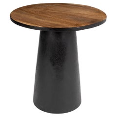 Vintage Ebony Base Pedestal Side Table 