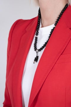 Collana di perle d'ebano con perle di Tahiti e perle d'argento