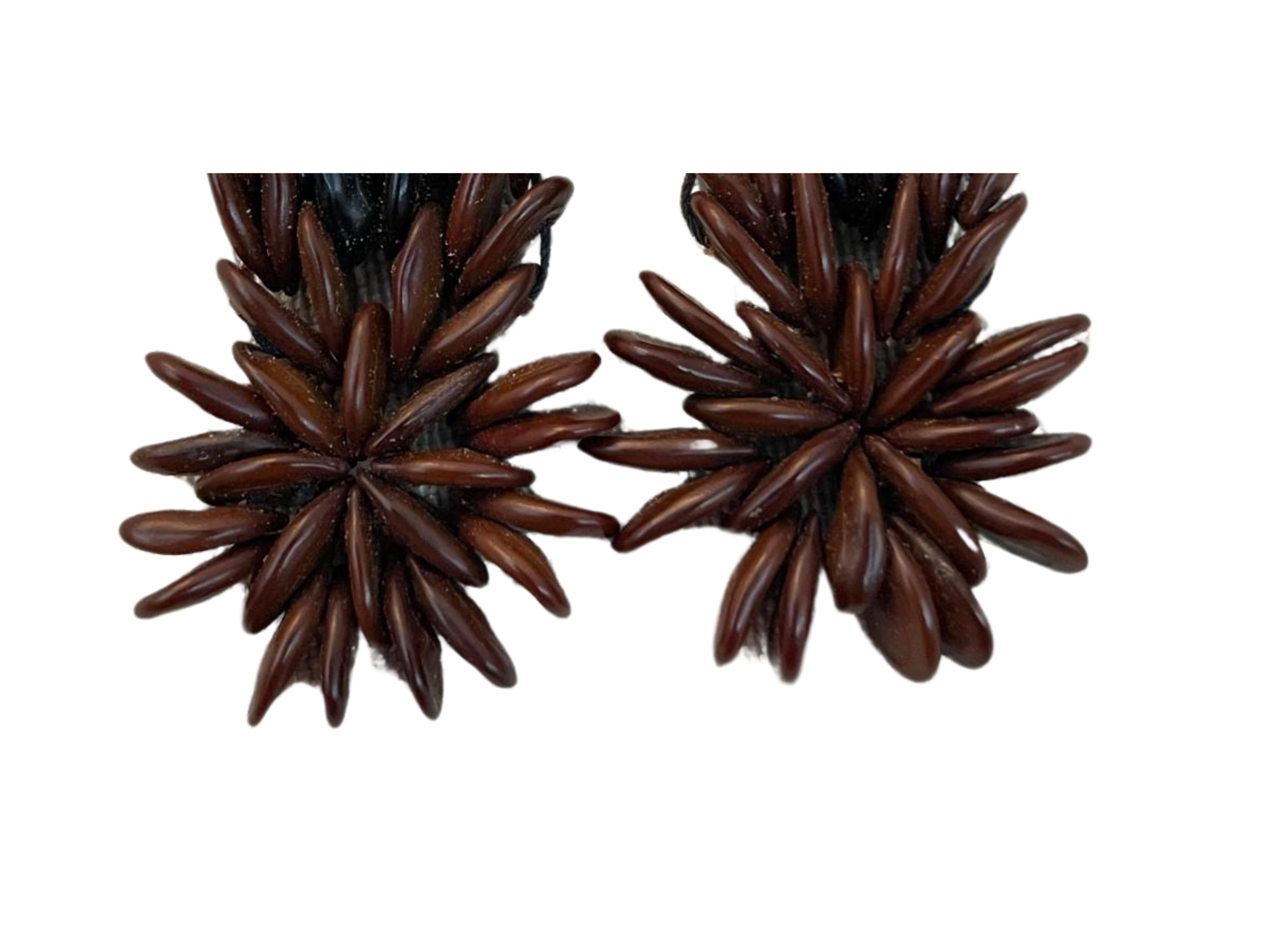 Artisan Ebony Blossom Earrings For Sale