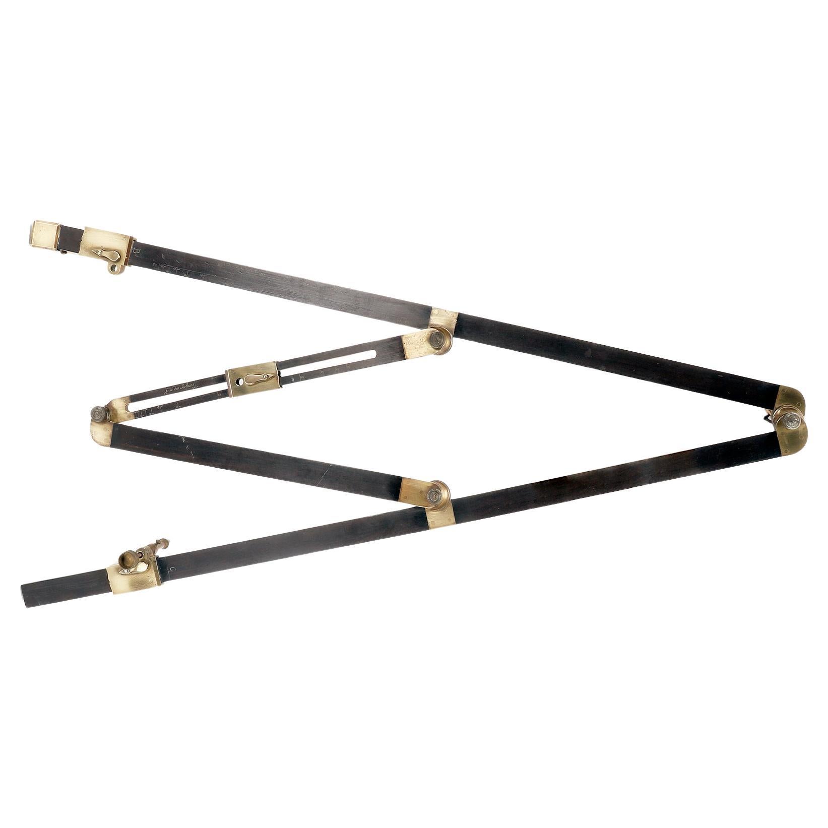 Ebony, brass and ivory pantograph, signed Lennel, Paris 1780.