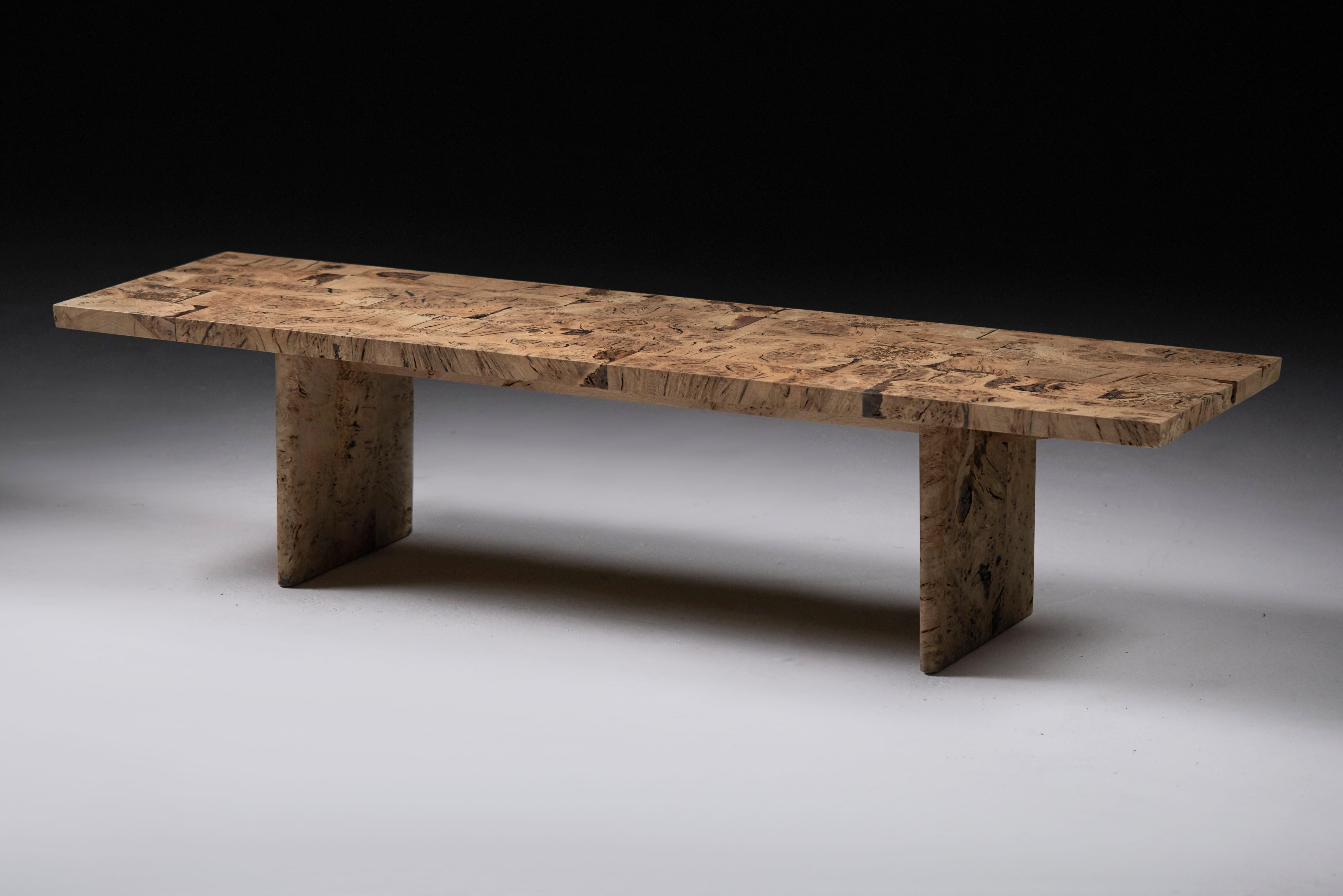 Low Ebonized Burr Oak Bench by Jonathan Field. Unique For Sale 1