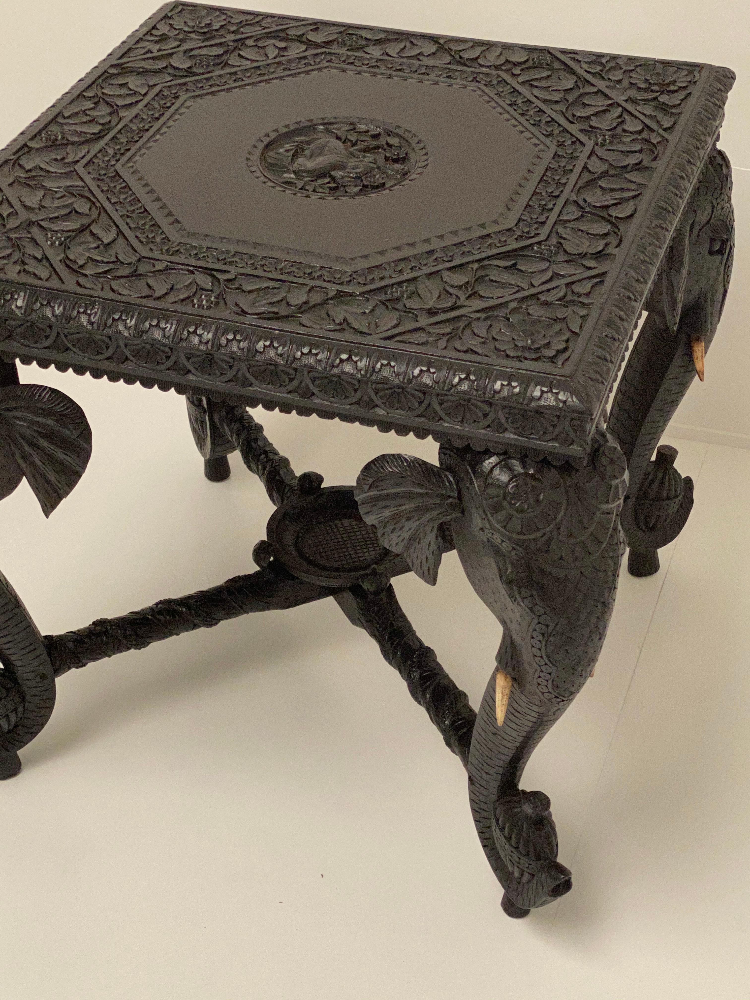 Ebony Carved Side Table For Sale 1