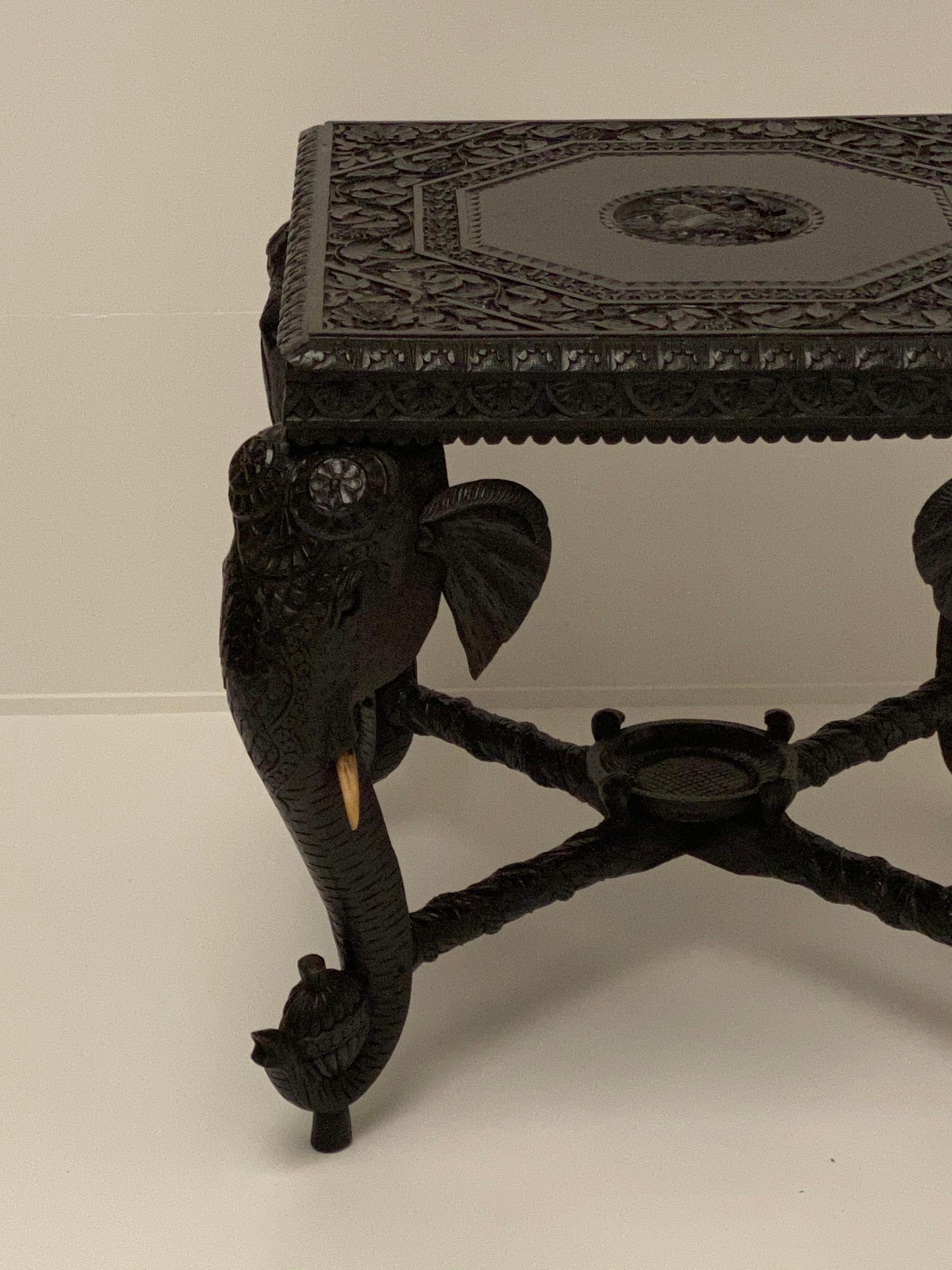 Ebony Carved Side Table For Sale 3