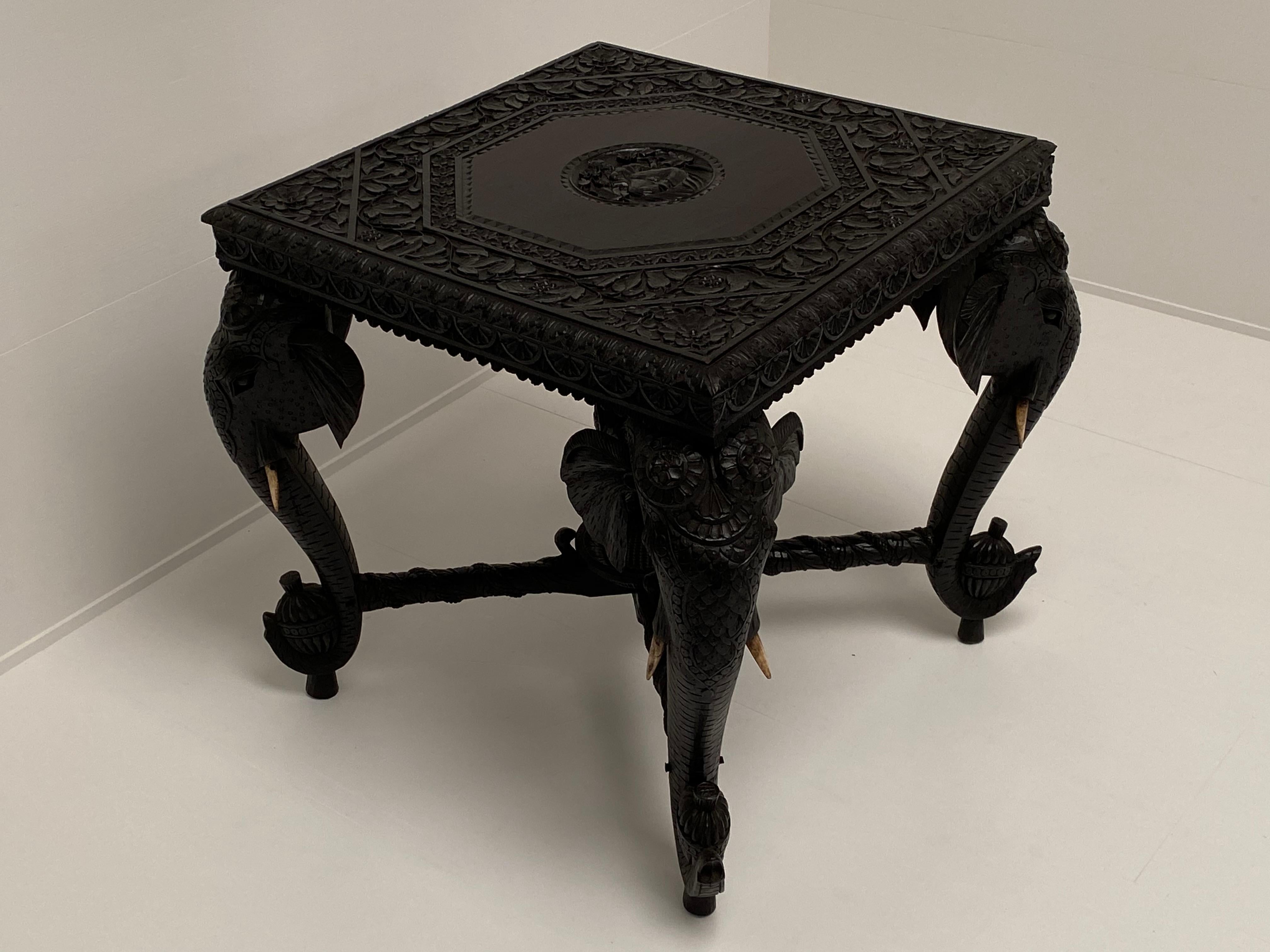 20th Century Ebony Carved Side Table For Sale