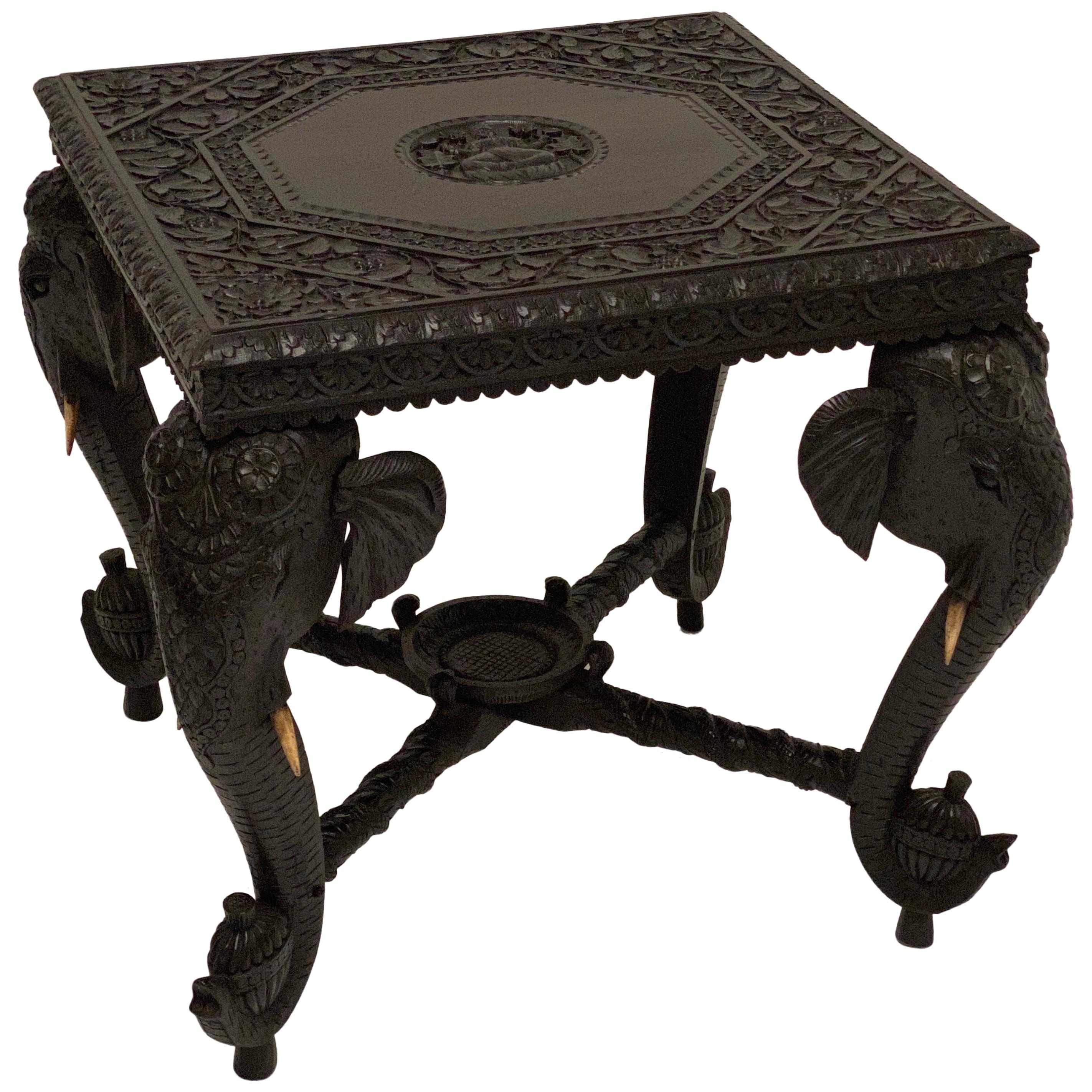 Ebony Carved Side Table For Sale