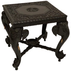 Vintage Ebony Carved Side Table